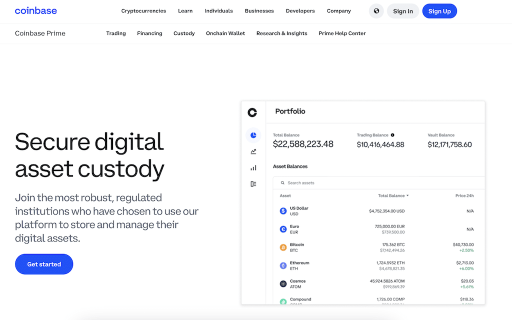Coinbase Prime homepage Coinbase Prime homepage