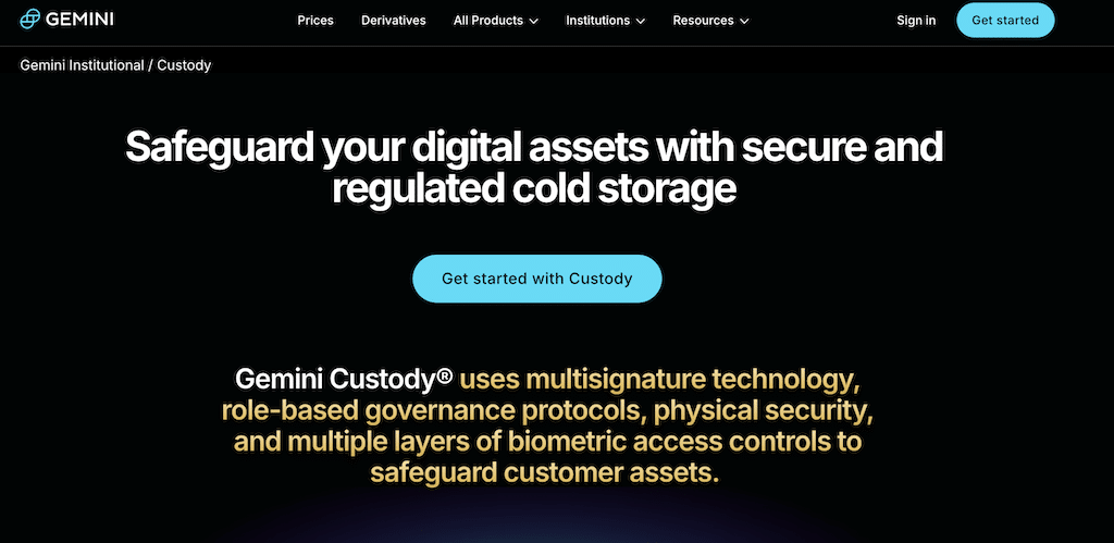 Gemini custody homepage Gemini Custody homepage