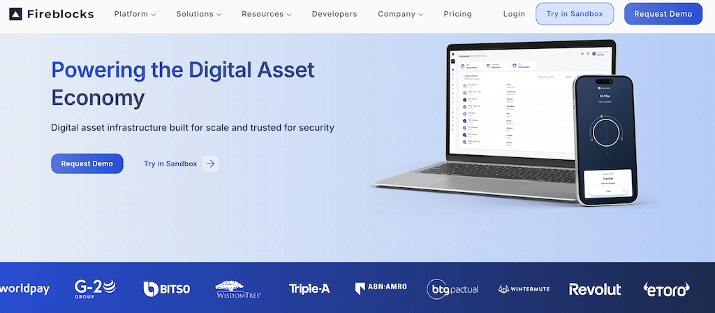 Fireblocks homepage Fireblocks homepage